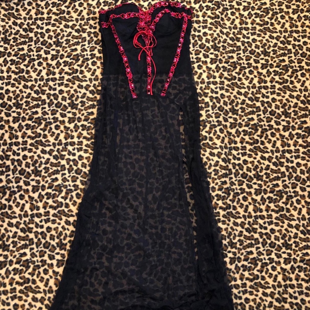 see through black lingerie dress
